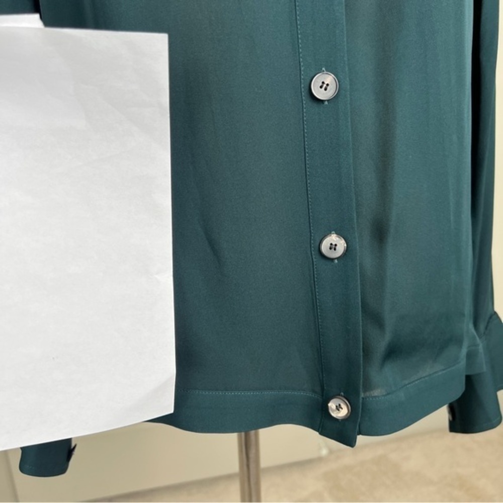 J. Crew Collection 100% Silk Chiffon Blouse – Teal Green – Size 4 - Picture 5 of 9